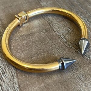 Vita Fede Mini Titan Two Tone Cuff Hinged Bracelet in Gold Vermeil Gunmetal Grey